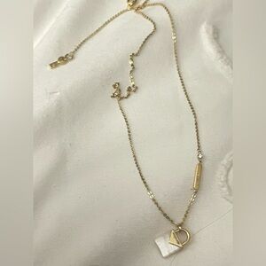 Michael Kors 10K Gold Lock Necklace- Quartz stone
